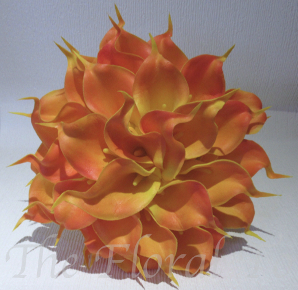 Orange Real Touch Calla Lily Bridal Bouquet